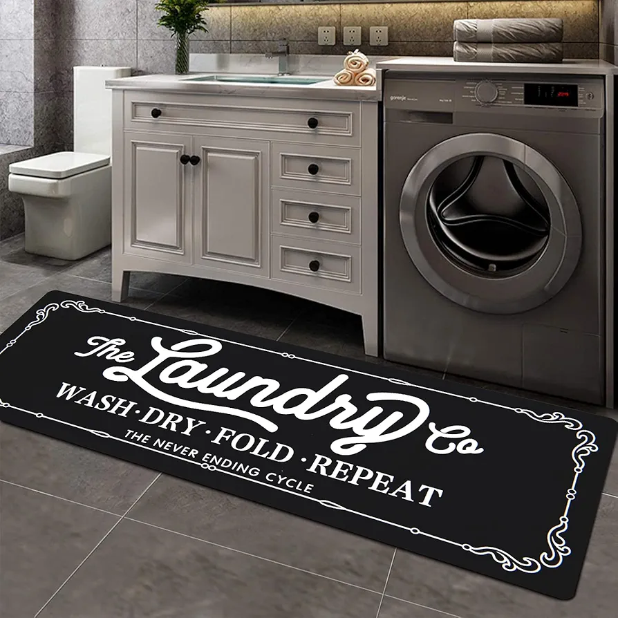 Pauwer Farmhouse Laundry Room Rug Runner 20"X59" Non Slip Laundry Rugs and Mats for Laundry Room Decor Washable Runner Rugs for Kitchen Floor Laundry Room Bathroom Hallway Entryway Area Rugs