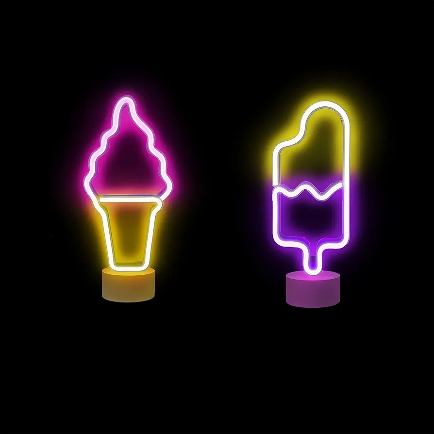 Lumoonosity Popsicle, Ice Cream Neon Light, Battery/USB Powered LED with Stand