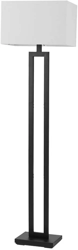 Globe Electric 67046 D'Alessio 58" Floor Lamp, Matte Black, White Linen Shade, On/Off Socket Rotary Switch