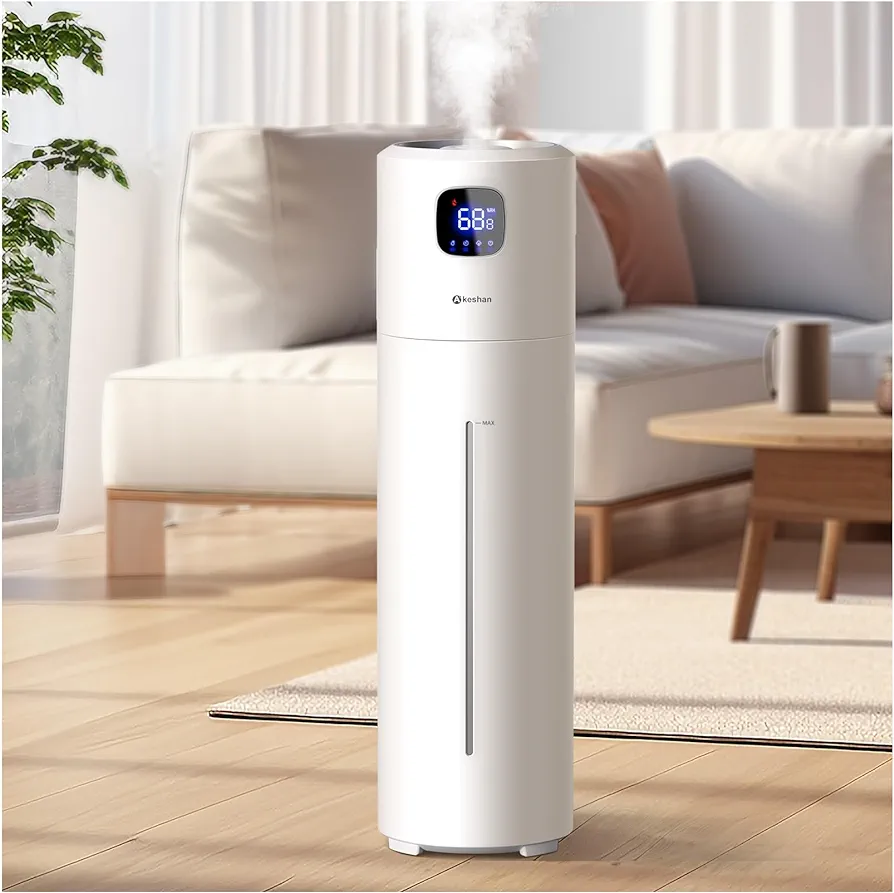 Large Humidifiers for Bedroom, 9L/2.5Gal Ultrasonic Cool Mist Humidifier, Easy Clean Humidifier with 350ML/H Large Mist Speed, Quiet Tower Humidifier, Suitable for Kids Room Plant Yoga (White)