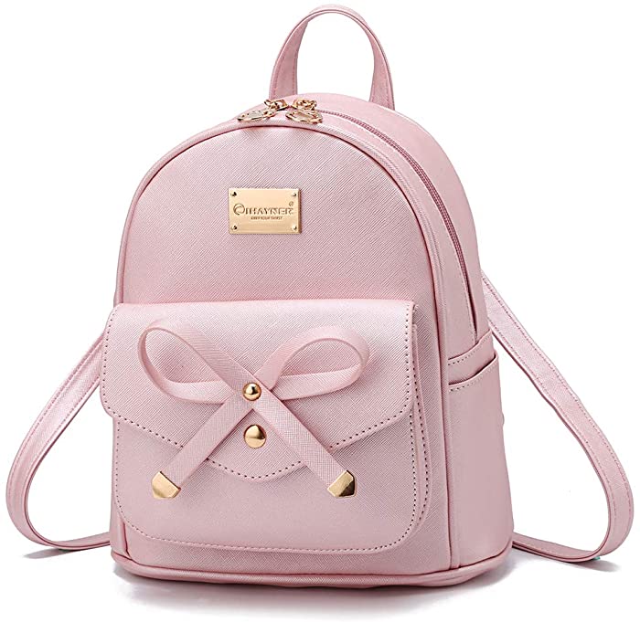 Girls Bowknot Cute Leather Backpack Mini Backpack Purse for Women