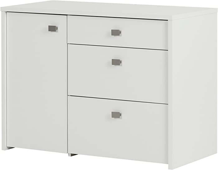 South Shore 1-Door Office Storage Unit with File Drawer, Pure White