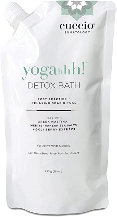 Cuccio Somatology Yogahhh Detox Bath - Relaxing, Healing Post Workout Salt Soak to Cleanse and Restore The Body - Relief for Sore Muscles - Epsom Salts, Goji Berries, Eucalyptus, Mastiha - 16 Oz