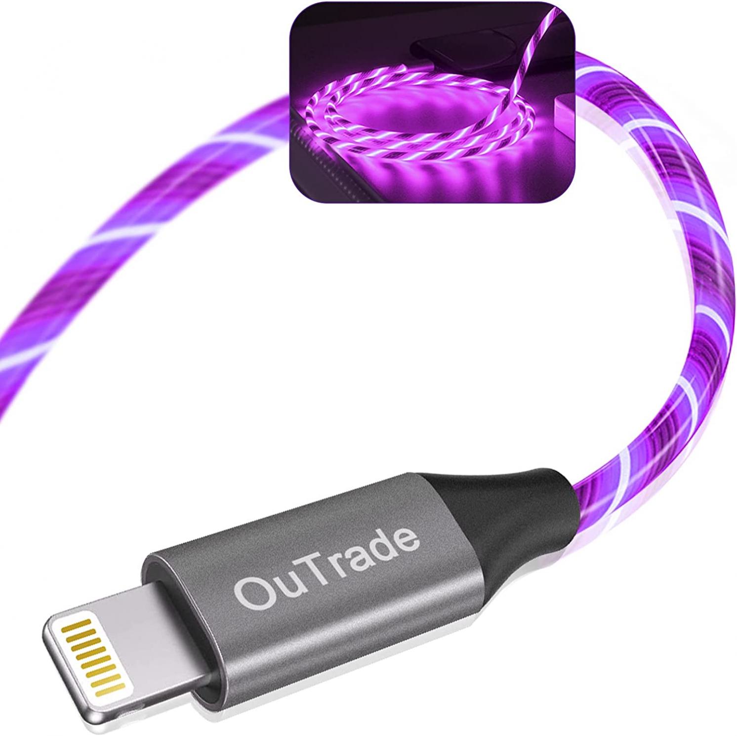 iPhone Charger, LED Lightning Cable [Apple MFi Certified ] USB Charging/Sync Lightning Cord Compatible with iPhone SE 11 11 Pro 11 Pro Max Xs MAX XR X 8 7 6S 6, iPad and More (3 ft, Purple)