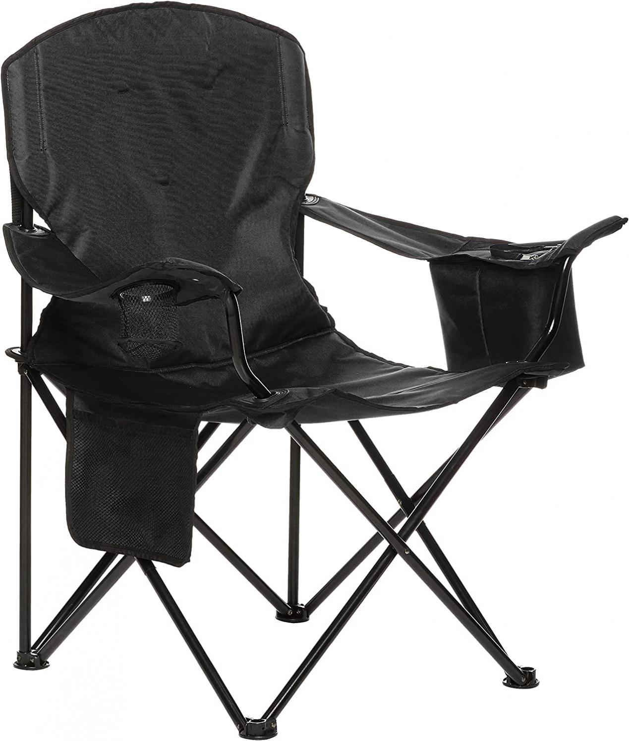 Amazon Basics XL Folding Padded Outdoor Camping Chair with Carrying Bag - 38 x 24 x 36 Inches, Black