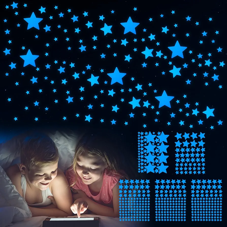 Giantree 469 Pcs Glow in The Dark Stars Wall Stickers, Glow in The Dark Stars for Ceiling Stars Glowing Wall Decals Decor Stickers Gift for Boys Girls Perfect for Kids Nursery Bedroom Living Room