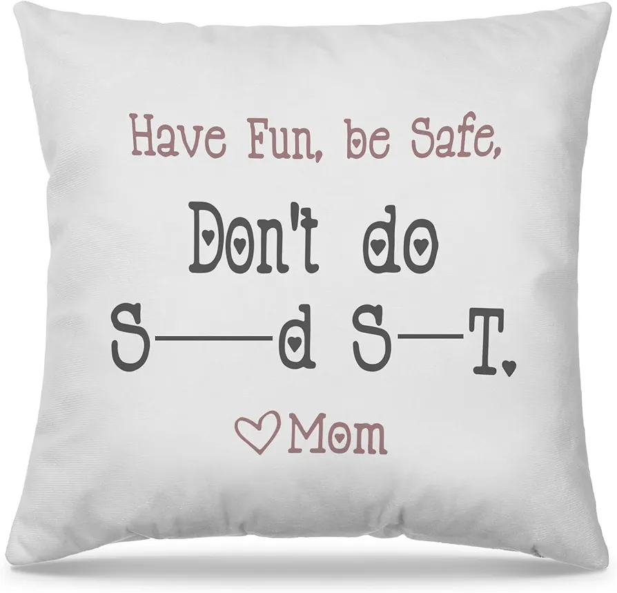 Have Fun Be Safe Don't Do Throw Pillow Covers College Dorm Cushion Cover, Funny Graduation Gifts Home Sofa Living Room Bed Decorative Pillow Cases 18 x 18 Pillowcase