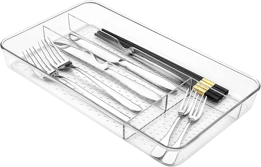 Cutlery Tray, No-Slip Drawers Organizer for Utensils Storage and Organising in Kitchen, Cosmetic Tray for Dressing Table Makeup Storage Organiser in Bedroom and Living Room