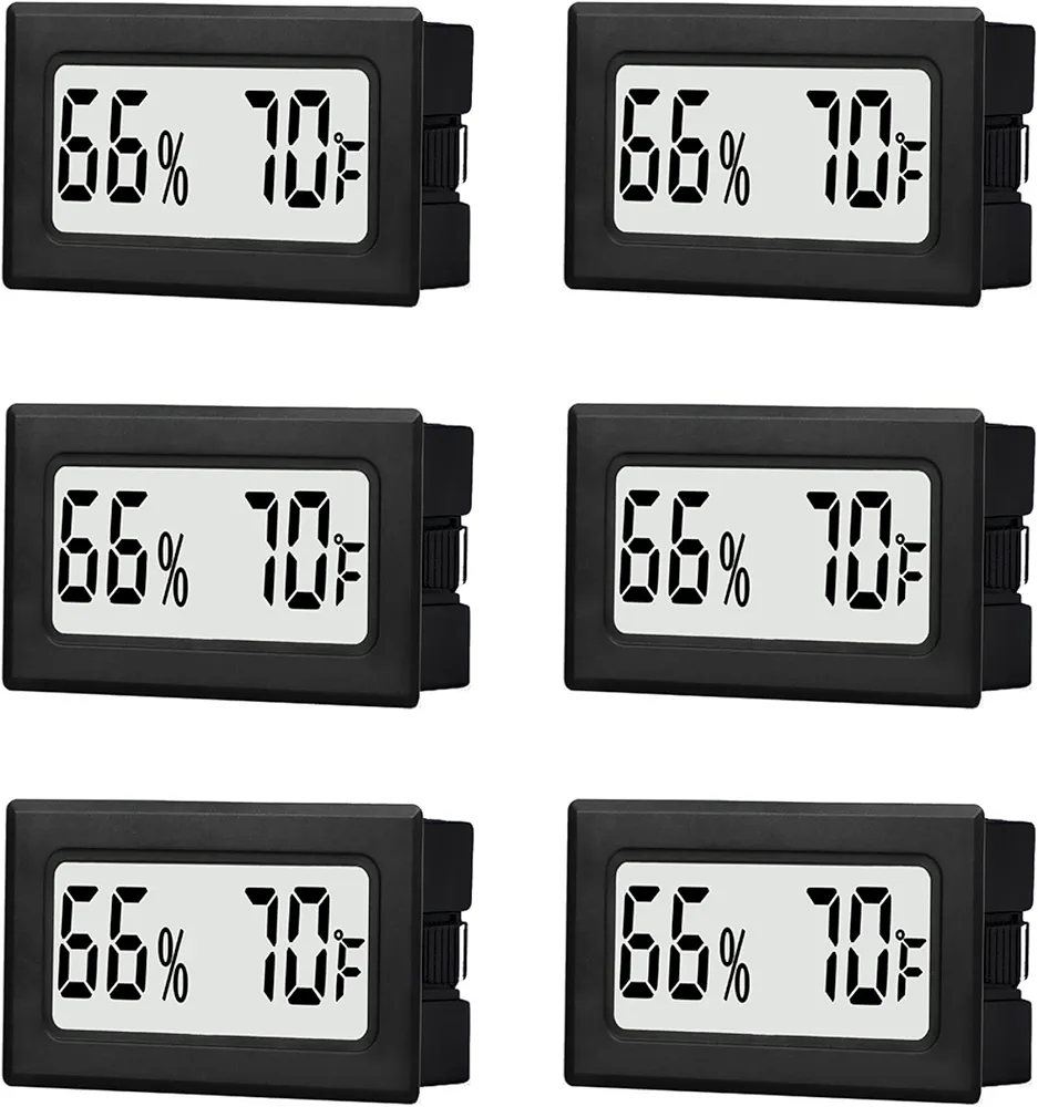 6 Pack Mini Small Digital Hygrometer Thermometer Indoor Temperature and Humidity Meter Gauge with Temp Humidity Sensor Monitor Fahrenheit (℉) for Jars,Home,Room