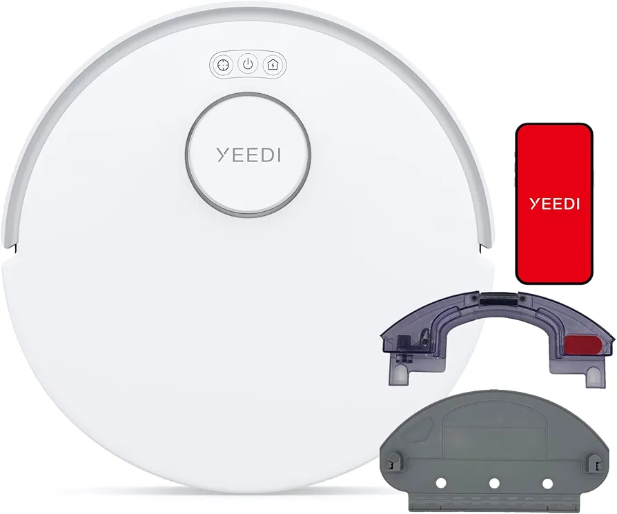 Yeedi C12 Robot Vacuum Cleaner and Mop, 8000Pa Strong Suction, ZeroTangle Brush, Smart Navigation, Self-Charging, Work with Alexa, White