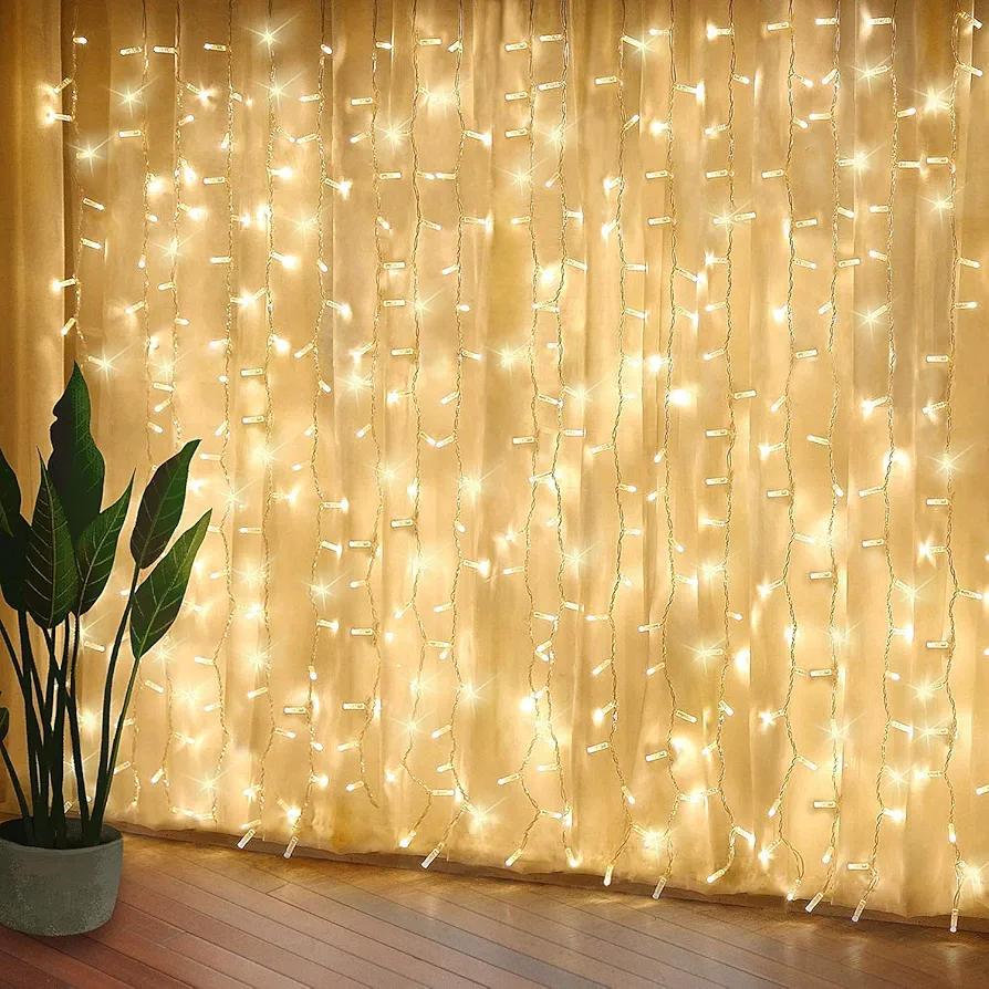 Curtain Lights, Upgrade LED Window Fairy Lights 8 Lighting Modes, Window Icicle Xmas String Lights for Decor…