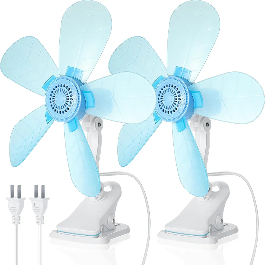 2 Pack 12.5 Inch Clip on Fan, Plug in 110V Fan Desktop Noiseless Electrical, Wall Outlet Quiet Operating Fan for Bedroom, Living Room, Kitchen, Patio