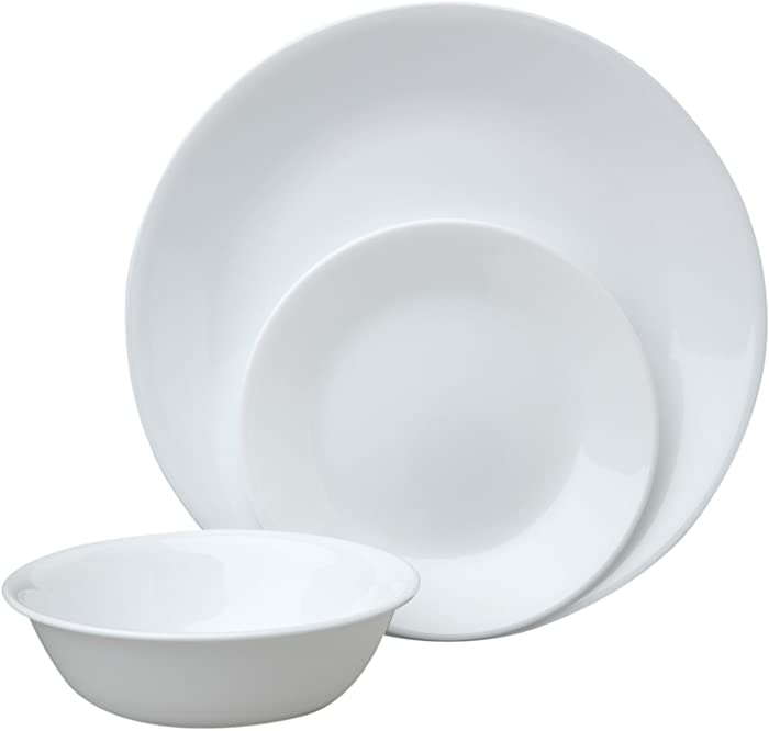 Corelle Livingware 12 Piece Dinnerware Set, Winter Frost White , Service for 4