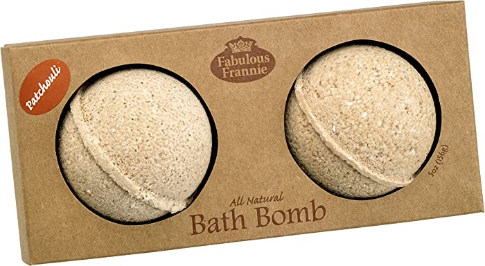 Fabulous Frannie Patchouli Natural, Handmade Bath Bomb Set, Rich in Essential Oil, Mineral Salt, Coconut Oil, Witch Hazel, Fizzies to Moisturize Skin 2 pk 2.5oz each