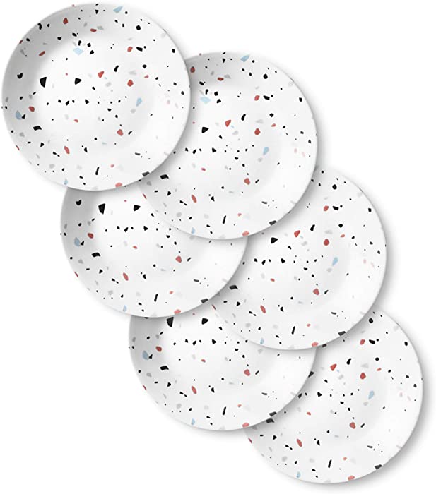 Corelle Chip Resistant Appetizer Plates, 6-Piece, Terrazzo Rosa