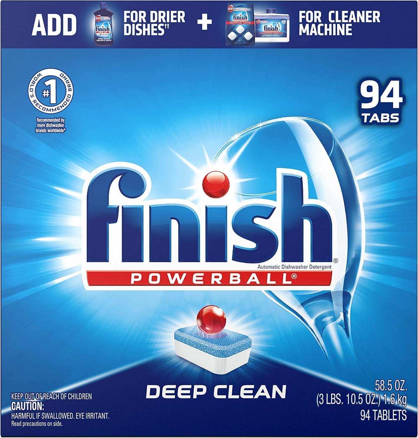 Finish - All in 1 - Dishwasher Detergent - Powerball - Dishwashing Tablets - Dish Tabs - Fresh Scent, 94 Count (Pack of 1) - Packaging May Vary