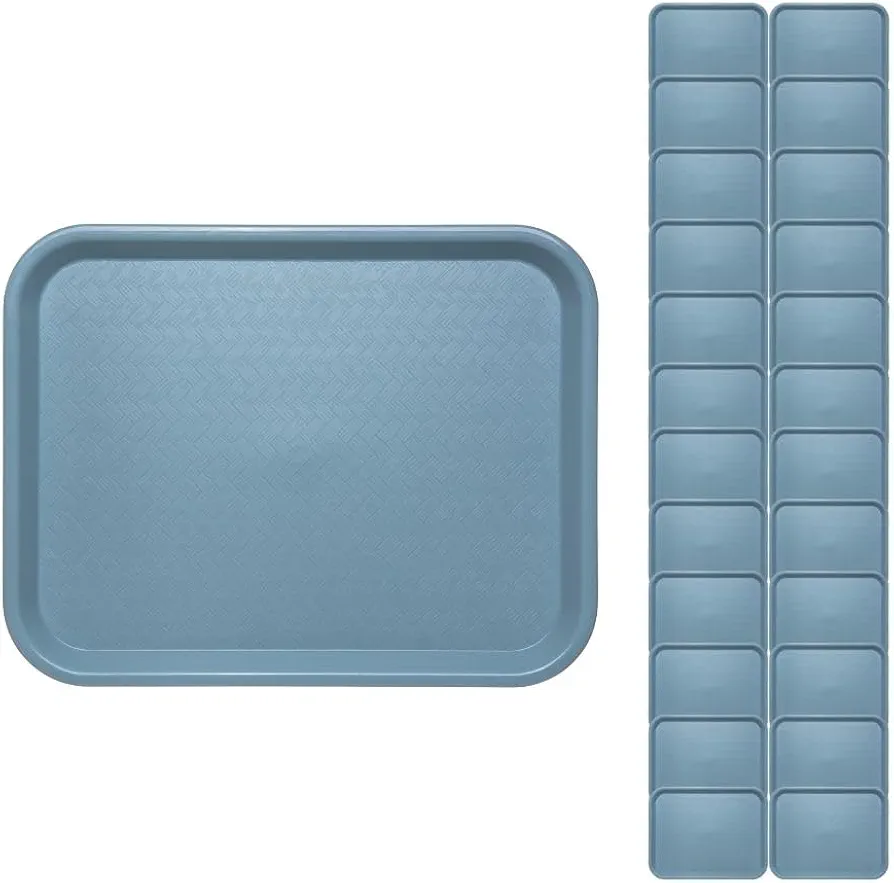 Carlisle FoodService Products Cafe Fast Food Cafeteria Tray with Patterned Surface for Cafeterias, Fast Food, And Dining Room, Plastic, 13.87 X 10.75 X 0.79 Inches, Slate Blue, (Pack of 24)