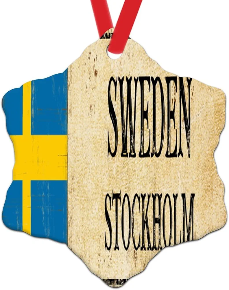 Sweden Flag Ceramic Ornaments Hanging Pendant for Xmas Tree Country National Christmas Ornaments for Kids Stockholm Xmas Tree Decorations Birthday Gift Merry