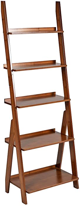 K KELBEL Bookshelf & Plant Flower Stand & Storage Rack & Multipurpose Bamboo Organizer Shelves Furniture Home Office,for Living Room, Kitchen, Office 5 Tier （Brown）