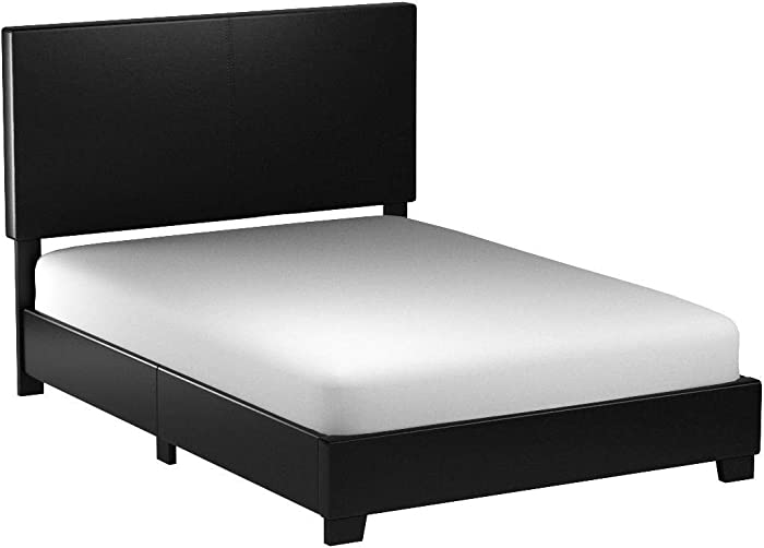 Crown Mark Erin Upholstered Panel Bed in Black, Queen