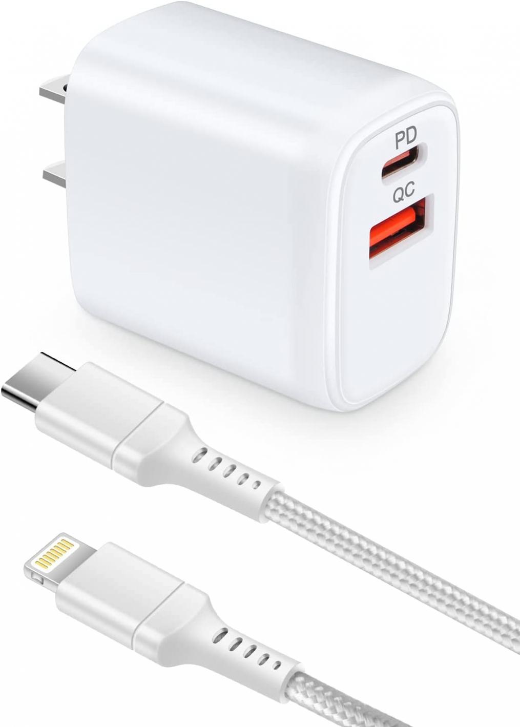 Apple Charger Fast Charging for iPhone 14 Pro Max 14Pro 13 13Pro 12 11 10 SE X XR XS 8 7 Plus 6 6S, 20W USB C Power Adapter + 3FT USB-C to Lightning Cord Wall Charger Block Typec Box Plug Phone Wire