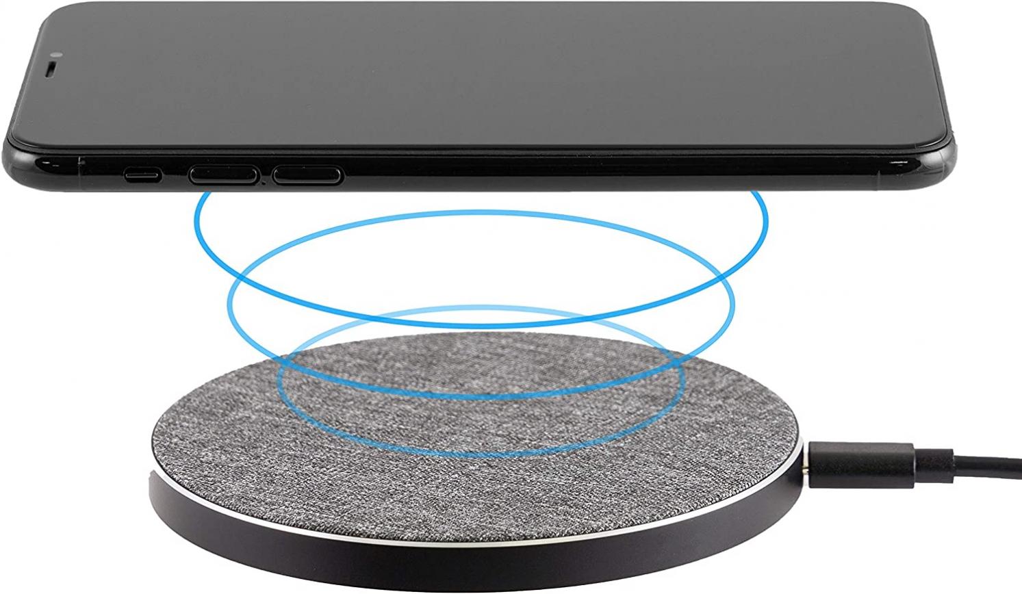 Philips Accessories Fabric Wireless Charger, 10W Fast Charging, Qi-Certified for iPhone 13/12/11/Pro/Pro Max/Mini, Samsung Galaxy S21, Google Pixel 6, Gray, DLP9035BC/27