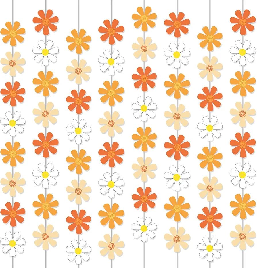 12 Packs Daisy Groovy Boho Party Banners Daisy Garland Kit Daisy Hanging Swirl Daisy Party Supplies Decorations Daisy Paper Cutouts for Birthday Baby Shower Party Home Classroom Favor Supplies Decor