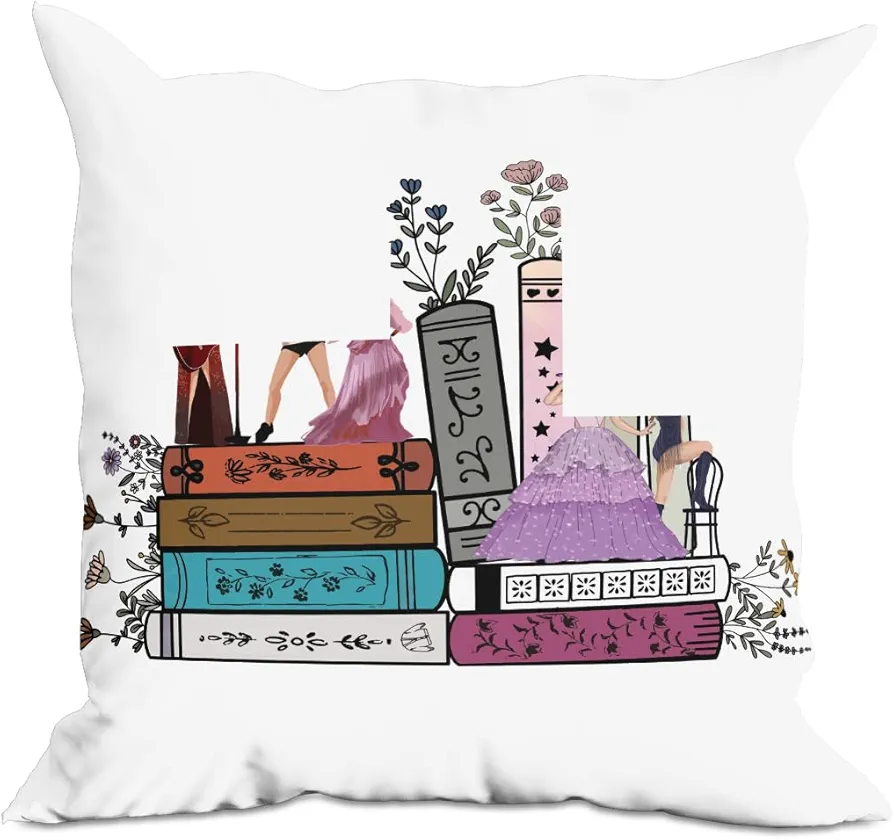 Inspired Music Love Gift Pillow Covers Book Lovers Gifts Decor, Female Musician Artist Fans Pillow Covers 18x18, Throw Pillow Covers Decorative Cushion Covers for Couch Friend Christmas Birthday Gifts