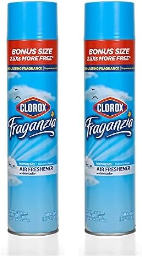 Clorox Fraganzia Aerosol Air Freshener in Morning Sky Scent | Long-Lasting Air Freshener Spray for Home or Office | 20 Oz Bonus Size Air Freshener Room Spray (Pack of 2)