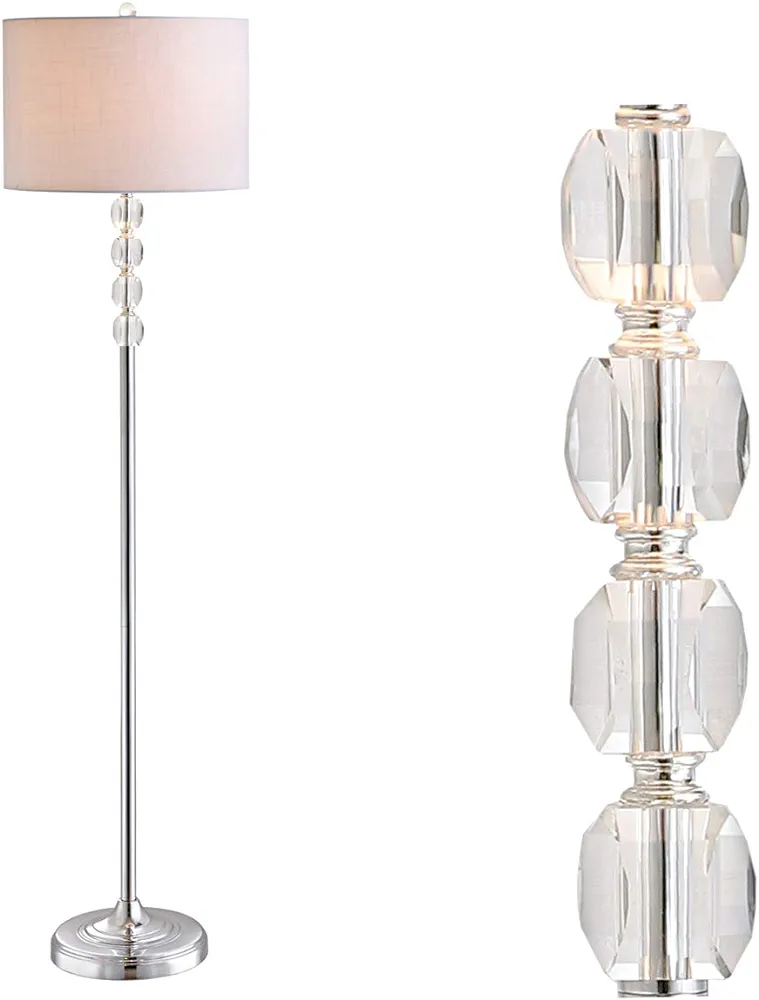 JONATHAN Y JYL2028A Aubrey 59.5" Crystal/Metal LED Floor Lamp Contemporary,Glam,Transitional for Bedrooms, Living Room, Office, Reading, Clear/Chrome