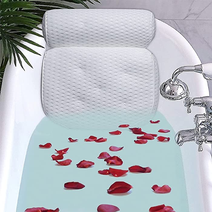 HANDSONIC Bath Pillow, Bath Pillows for Tub with 7 Suction Cups 4D Air Mesh Tecnology, for Hot Tubs Massage Bathtubs and Home Spa