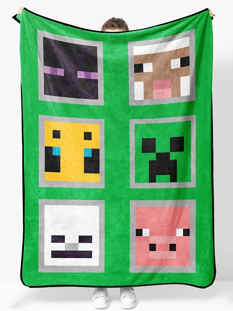 Minecraft Soft Plush Throw Blanket - Measures 46 x 60 Inches - Super Soft & Cozy Fleece Kids Bedding Features Creeper & Enderman