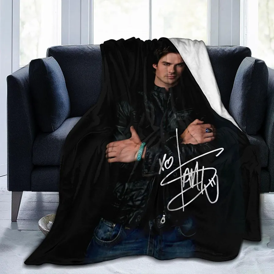 Ian Somerhalder Ultra Soft Micro Fleece Blanket Anti-Pilling Flannel Sleep Comfort Blanket for Traveling Camping Home Bed Living Room Sofa 80"x60"