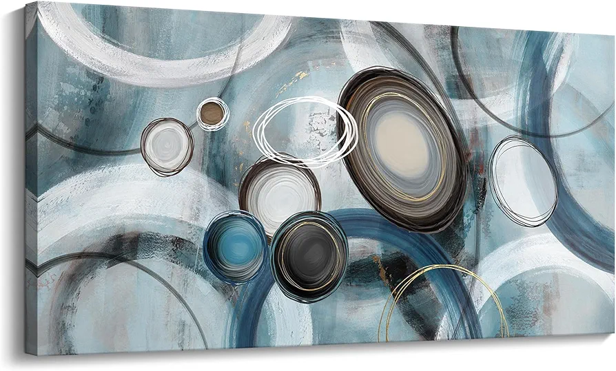 HKDGOKA Wall Art for Living Room Large Abstract Wall Pictures Teal Gray Modern Office Paintings Ready to Hang for Dining Room Bedroom Bathroom Canvas Artwork Print Wall Decor 20x40 Inches