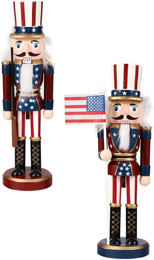 PRETYZOOM 2pcs American Soldier Ornaments Americana Decor Childrens Toys Dining Room Table Decor American Flag Puppet Kids Toy Patriotic Kids Work Accessories Wood Outdoor