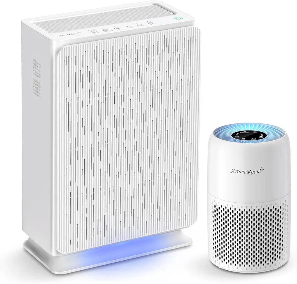 AromaRoom Air Purifiers for Bedroom, HEPA Air Purifier with 3-Stage Air Filter Air Quality Sensor for Smoke, Allergies, Pet Hair Dander, Odor, Dust