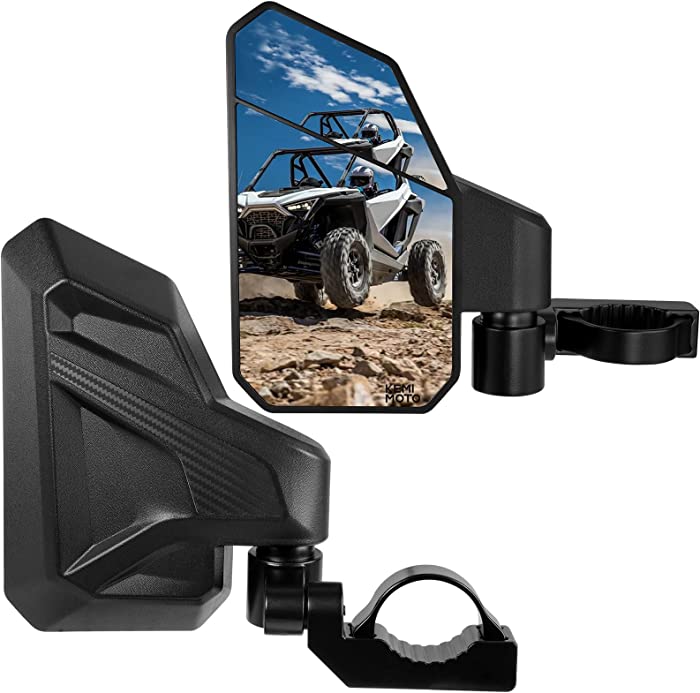 kemimoto UTV Side Mirrors, UTV Mirrors for 1.6"-2" Roll Bar, 3 Adjustment Methods RZR Mirrors with Convex Mirror Compatible with Polaris RZR, Pioneer, Can Am Maverick X3, Kawasaki Teryx- 1 Pair