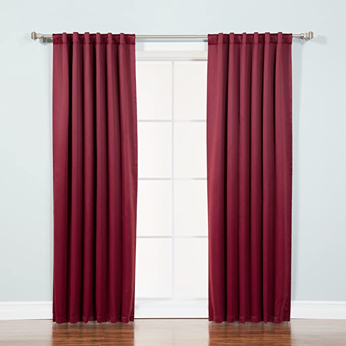 Best Home Fashion Basic Thermal Insulated Blackout Curtains - Back Tab/Rod Pocket - Burgundy - 52" W x 84" L – (Set of 2 Panels)