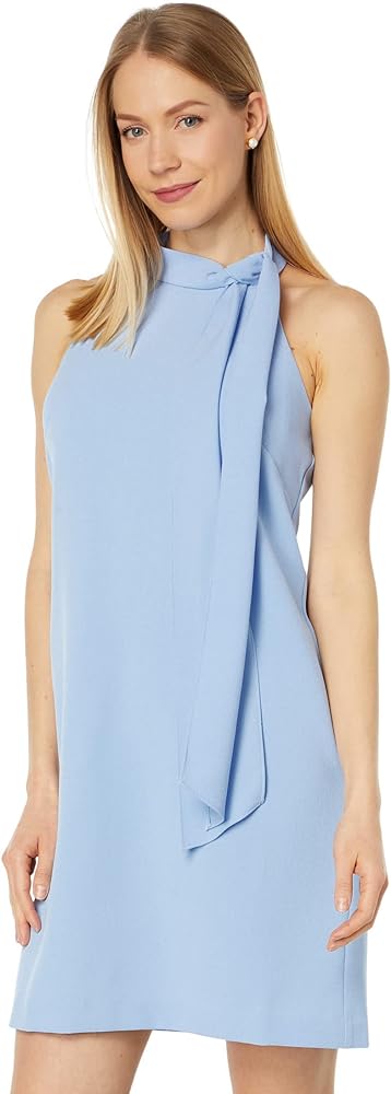 Vince Camuto Open Back Halter Neck Crepe Shift Dress with Bow