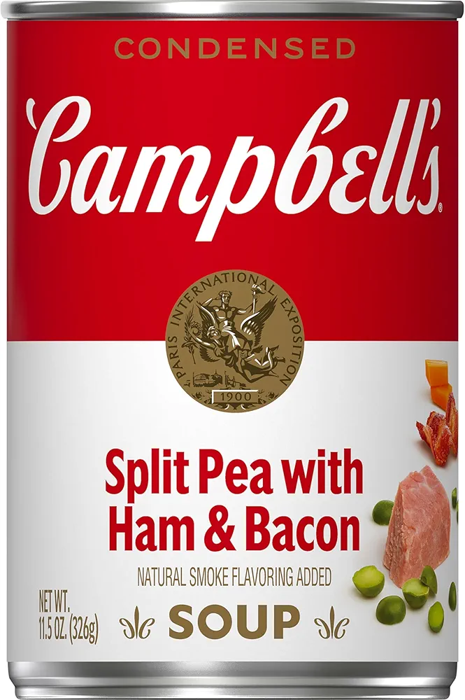 Campbell's Condensed Split Pea Soup With Ham and Bacon, Natural Smoke Flavoring Added, 11.5 oz Can (Pack of 6)