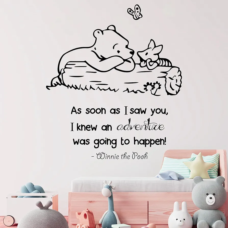 Winnie Pooh - As Soon As I Saw You Quote Baby Room Wall Decal- Decal for Baby's Room- Quote Mural Decal (Wide 22" x 26" Height)