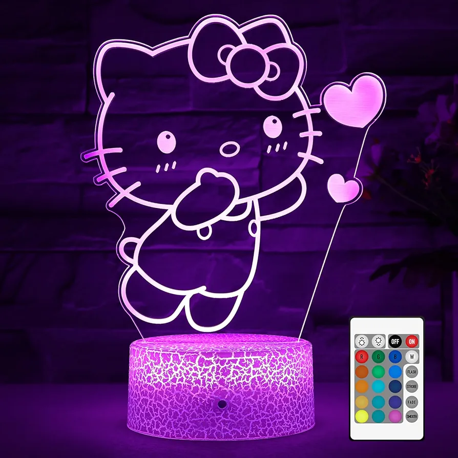 Love Lamp Kitty Lamp Cat LED Night Light Kitty Gifts 16 Color Kitty Lights Girls Room Decor Lamp with Remote, Dim, Kitty Gifts for Christmas Birthday Boys Girls (Cat lamp 3)