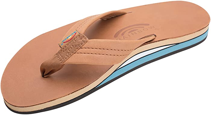 Rainbow Sandals Men's Leather Double Layer with Arch Wide Strap