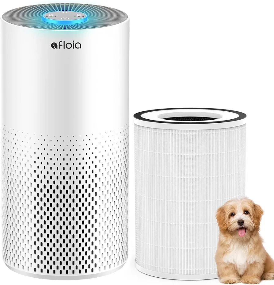 Afloia Air Purifiers for Home Bedroom Large Room Up to 1076 Ft², Kilo White, Afloia Pet Allergy Filter for Kilo, 1 Pack