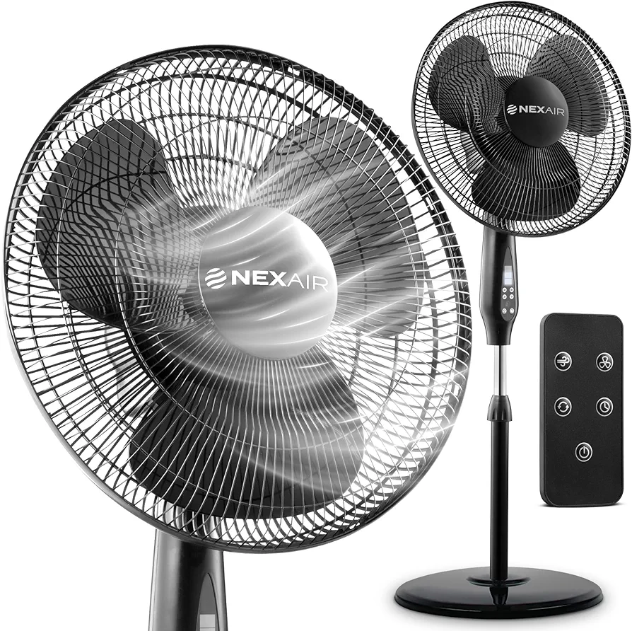 Oscillating 16 Inch Pedestal Stand Up Fan, Quiet Operating Room Fan With Remote Control, 3 Speed Stand Fan for Bedroom, with Adjustable Height, Standing Fan Great For Office & Living Room…