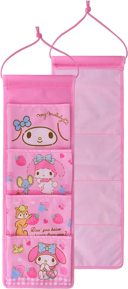 My Melody Wall Door Closet Hanging Storage Bag Cute Wall Mount Bag with 4 Pockets Room Decor Room Storage Gift for Women