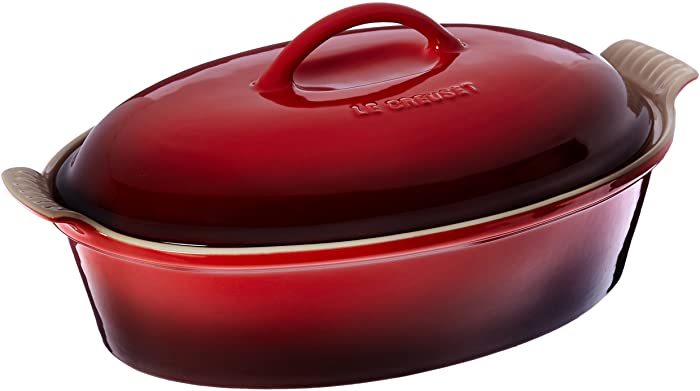 Le Creuset Stoneware Heritage Covered Oval Casserole, 4 qt. (14"), Cerise