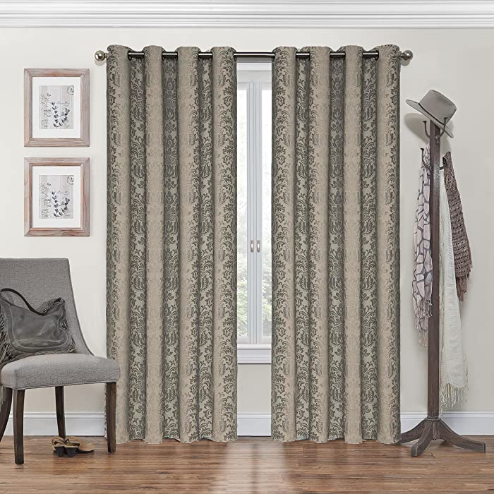 Eclipse Nadya Print Thermal Insulated Single Panel Grommet Top Darkening Curtains for Living Room, 52" x 95", Black