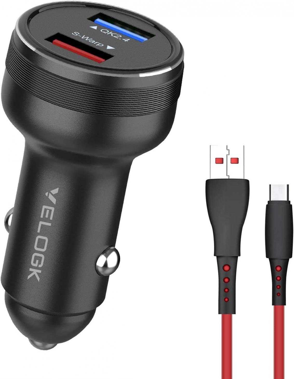 VELOGK Warp Car Charger 30W [5V/6A] for Oneplus 9/8/8T/8 Pro/7 Pro/7T/7T Pro/Nord N10, Backward Compatible with Fast Dash Car Charger Adapter for Oneplus 7/6T/6/5T/5/3T/3(with 3.3FT Warp Type-C Cable)