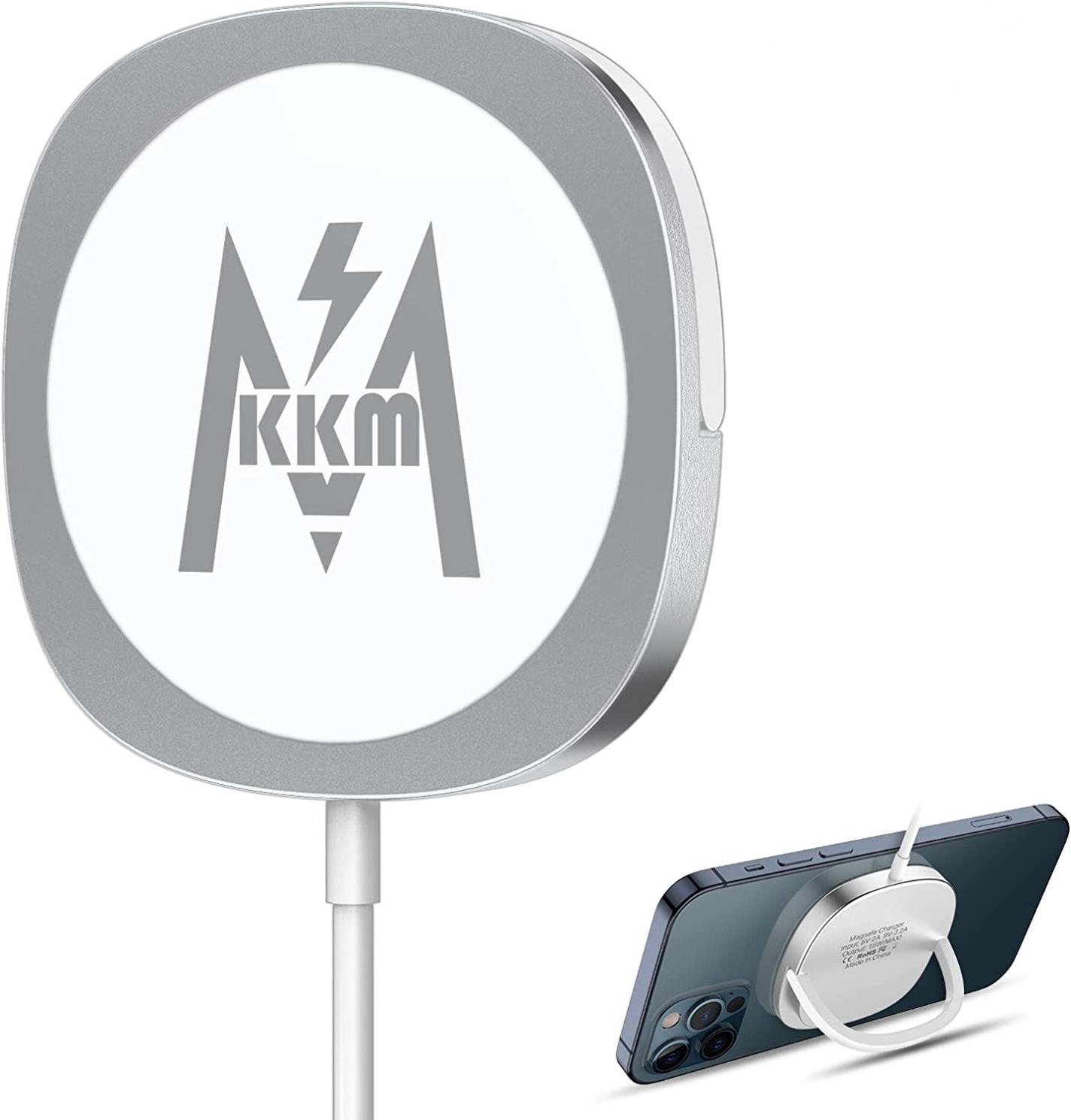 KKM Magnetic Wireless Charger pad with iPhone 14 Pro/14 Pro Max/14/14 Plus/13/13 Pro Max /13 Mini/12/12 Pro Max, 15W Qi-Certified Fast Magnetic Charger Magsafe Charger for Airpods/iWatch(no Adapter)